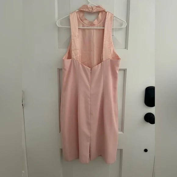 Vintage Pink High Neck Backless Cocktail Dress - Picture 4 of 5
